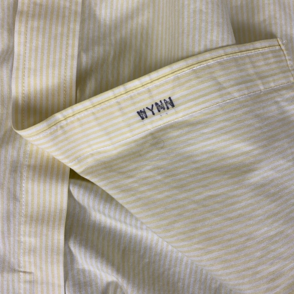 Рубашка на пуговицах мужская ENRO Pinpoint не железная 15,5-34/35 желтая полоса 80-е 2 слоя - Изображение 4 из 4