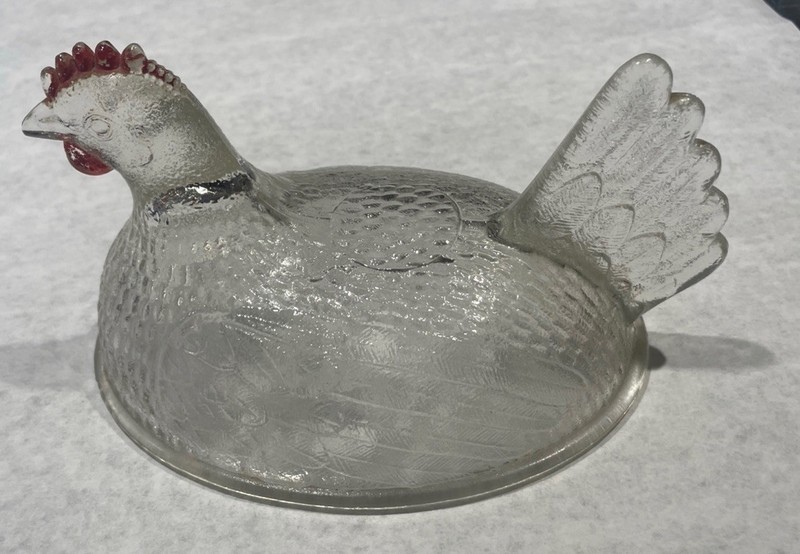 Vintage/Early Indiana Clear Glass Hen On Nest - TOP ONLY!