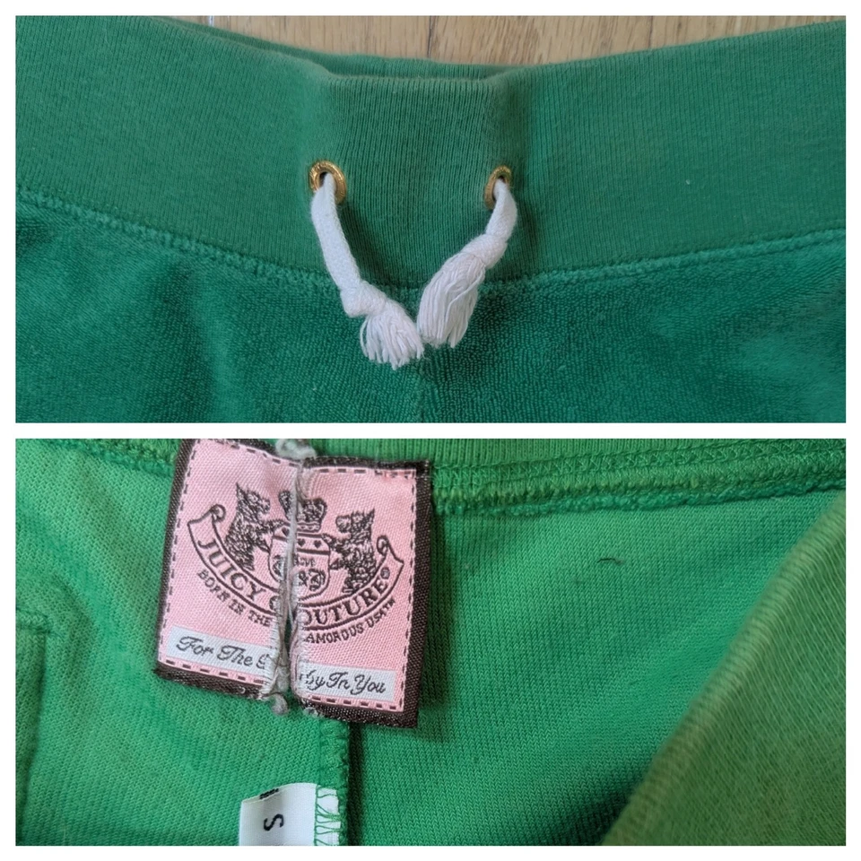 RARE Y2K Juicy Couture Terry Cloth Lime Green Pink Pocket Shorts S - Image 4 of 4