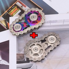 2X Antistress Anxiety Sprocket Fidget Spinner Metal Bike Chain Fidget Toys Adult