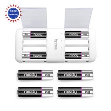 Miady Rechargeable Lithium AA Batteries 8 Pack with Fast Charger 1500mWh High 2.50 per gallon