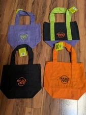 🎃IN HAND Set of 4 Trader Joe's Halloween Trick or Treat Canvas Mini Tote Bag