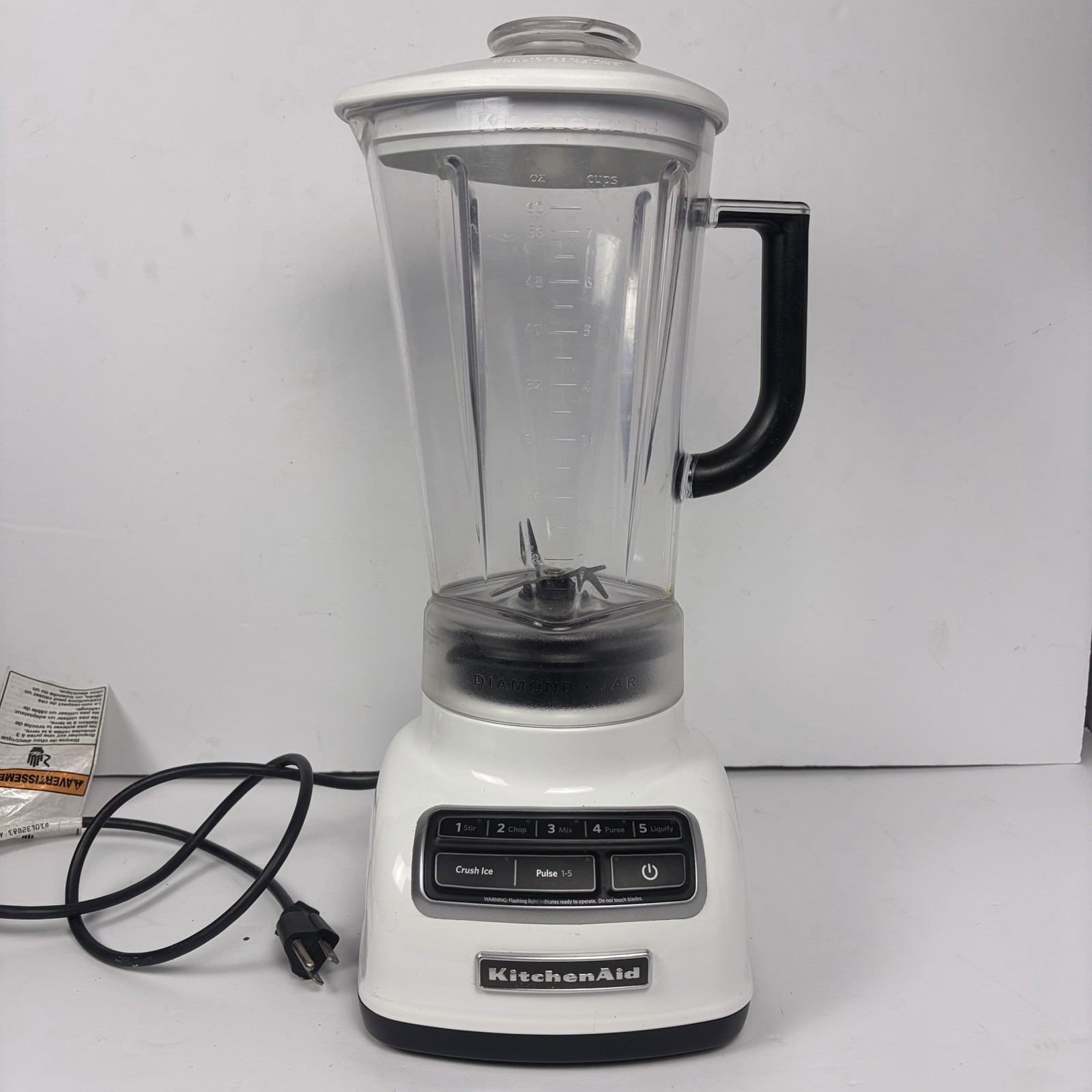 KitchenAid Diamond 5-Speed Blender Mixer 60oz KSB1575WH Whit