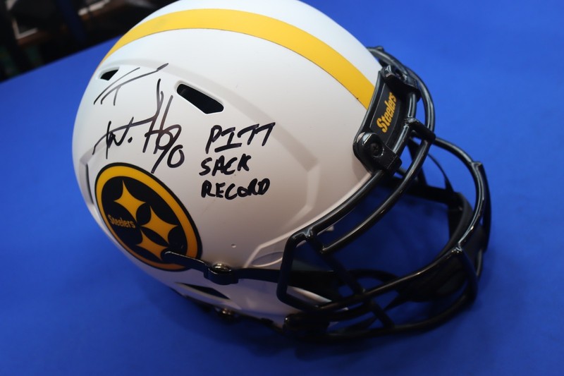 T.J. Watt Autographed Full Size Steelers Helmet SACK RECORD Inscribed Fanatics