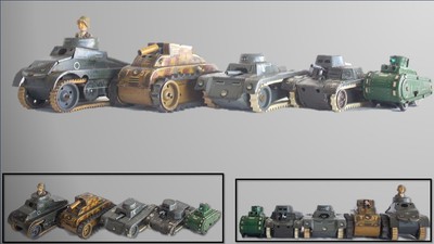1934-1950 Lot of 5 Small German Wind-up Clockwork Tanks (Various Makers)