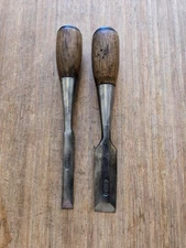 Antique  Stanley Everlasting Wood Chisel lot x2 * 7/8" & SW  1/2" * Details*