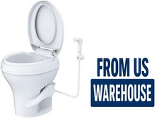 SEAFLO Residential-Height Gravity-Flush Soft-Close RV Toilet -Sprayer Attachment