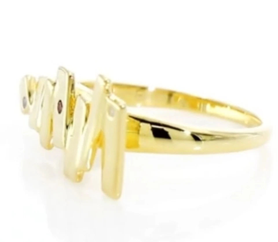 Incredibile Anello di Design Argento Sterling 925 con Zircone Champagne pl Oro - Immagine 4 di 4