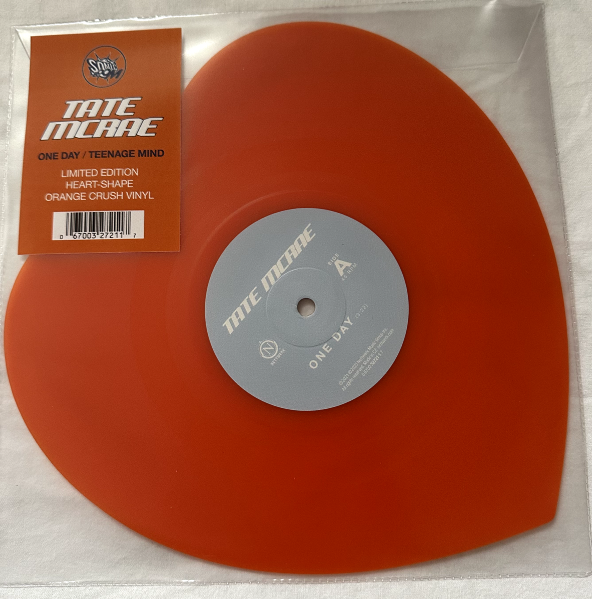Tate Mcrae One Day Orange Heart Shaped Vinyl Sonic Boom Toronto
