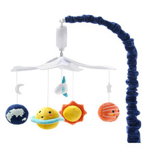Crib Mobile for Boys or Girls - White and Dark Blue Musical Baby Crib Mobile wit