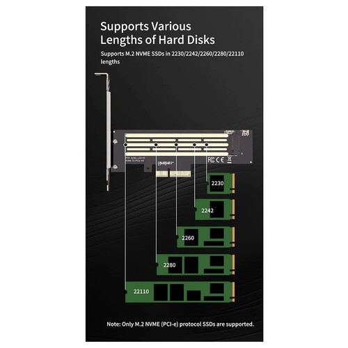 NVME-Adapter M.2 NVME SSD auf PCIe 4.0 X4 X8 X16 Erweiterungskarte M.2 NVME5783 - Bild 5 von 7