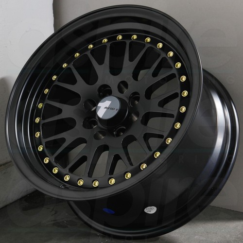15x8 Black Gold Rivets Wheels AVID1 AV12 4x100 25 (Set of 4) 73.1 | eBay