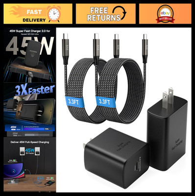 45W Fast USB-C Charger 2 Pack, PD/PPS Wall Charging Block for Samsung Galaxy & T