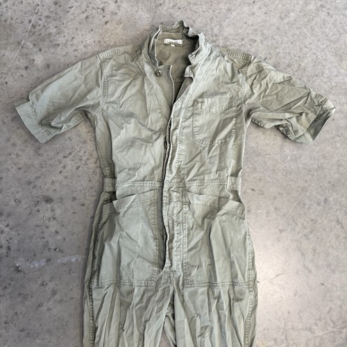 Alex Mill Jumpsuit Womens Small Military Green Twill Button Front Cargo Pockets - Picture 3 of 6