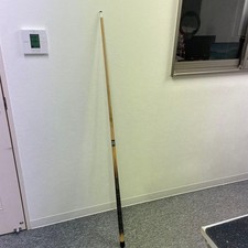 Wooden Billiard Cue Black Gold Decor Standard Size White Tip Used