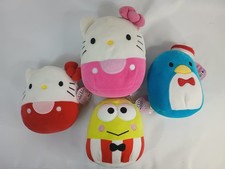 Lot of 4 Sanrio Squishmallow Keroppi  Tuxedo Sam  Hello kitty 8 inch  10 inch