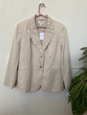 NWT Talbots Women  s Career Beige Rayon Blend Blazer Jacket Size 16W, Retail 202