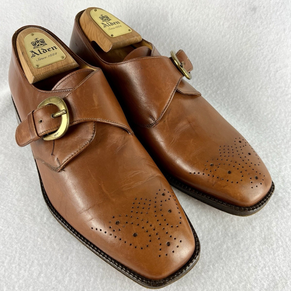 Caporicci Brown Toe Cap Brogueing Tie Dot All Leather Oxford Shoe Italy 9M‎ Caporicci 9M brown leather Italian monk strap brogue toe  main image 3