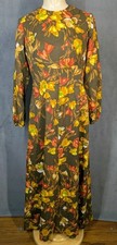 Handmade Dress XS/Small Maxi Floral Autumn Long Sleeve Zip Back Vintage