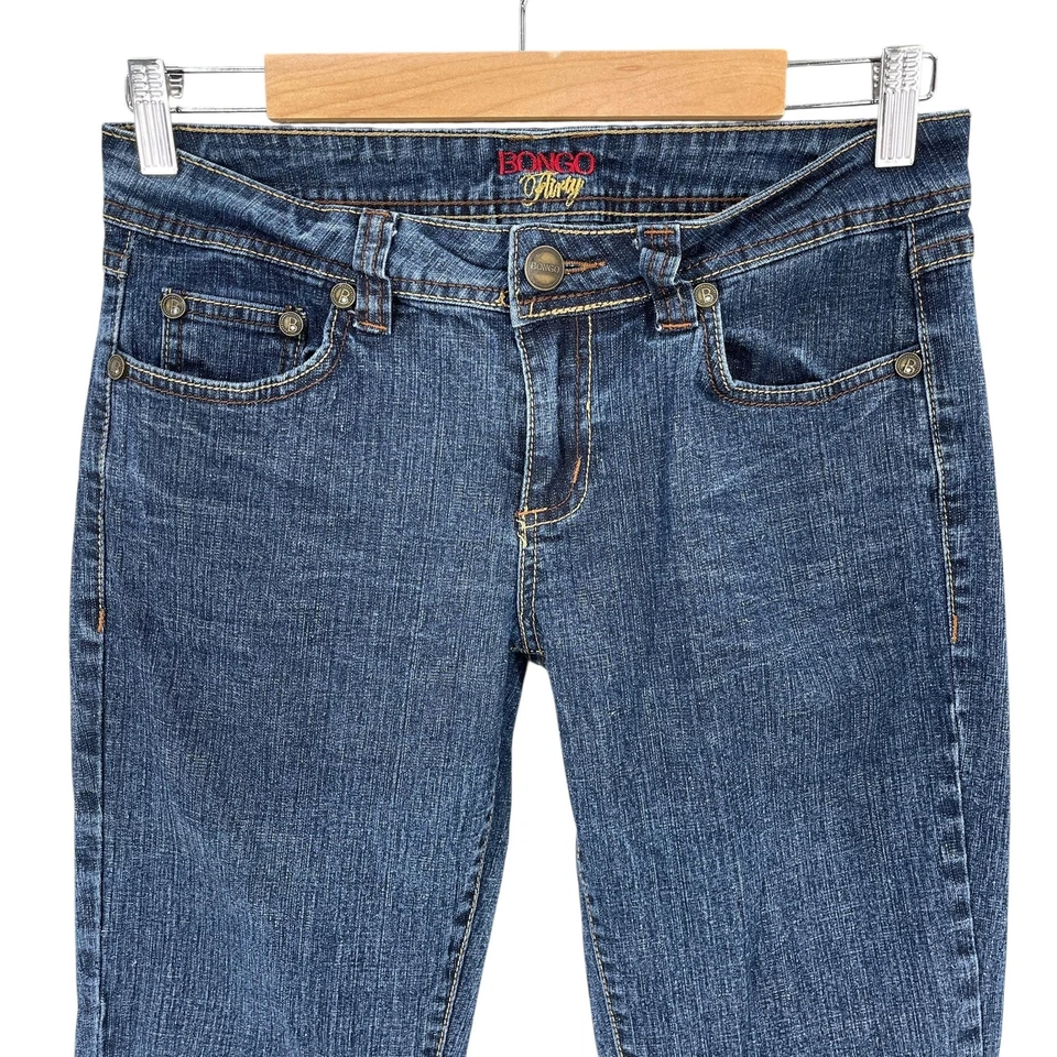 Jean Bongo Flirty Junior Talla 9 Azul Bootcut Tiro Bajo Elástico Denim Bolsillo Corazón Foto 3 de 4