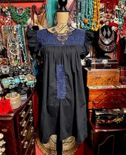 Bellissimo Abito Soledad Mi Golondrina Nero e Navy Uncinetto Tg M