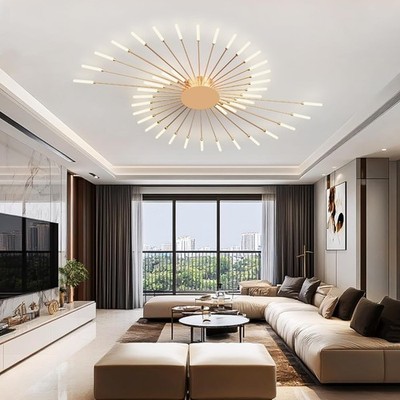 Modern Fireworks Design Ceiling Light,Flush Mount Lighting,Gold,42Heads