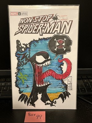 Non Stop Spider-Man Full Page Venom Sketch Original Art By Victor Irizary W/coa