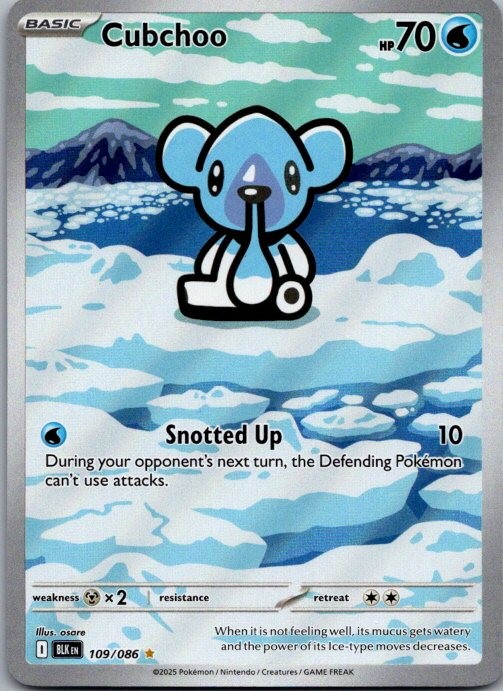 Cubchoo 109/086 Holo Illustration Rare Black Bolt Pokemon Holo Near Mint