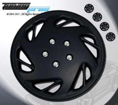 Matte Black Style 054 15 Inches Hubcap Wheel Cover Rim Skin Covers 15 ...