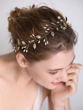 Wedding Bridal Vintage Leaf Headband Headpiece Tiara Bride Hair Accessories gold