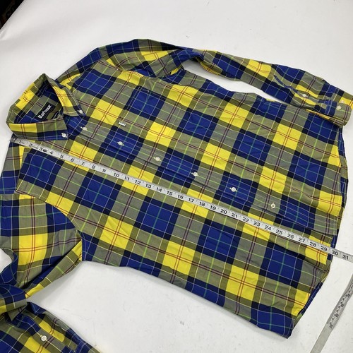 Barbour Tailored Fit Blue Yellow Plaid Button Down Toward Shirt US Medium - Picture 8 of 9