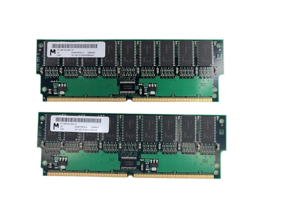Lot Of 2 MT18DT8144G-6 Micron 128MB SDRAM ECC PC-100 100Mhz Memory - Image 2 of 4