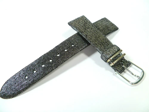 18mm BLACK SILVER SATIN WATCH STRAP WATCH BAND LEATHER 1834