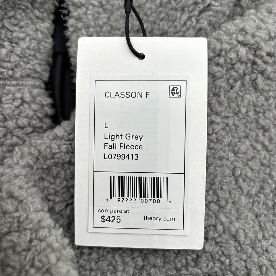 Chaqueta polar con cremallera completa Theory Classon gris claro talla L nueva con etiquetas Foto 3 de 3