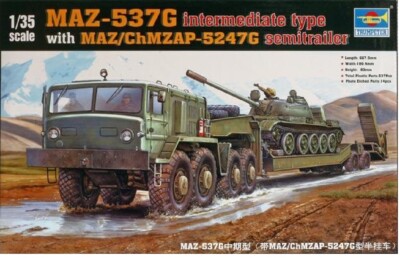 Trumpeter 1/35 MAZ-537G with MAZ/ChMZAP-5247G semitrailer Int. type #00211  USA