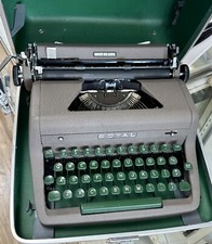 Vintage 1953 Royal Quiet De Luxe Deluxe Portable Typewriter Green Gray Hard Case thumbnail