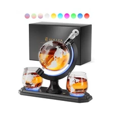 Gifts for Men Dad, Kollea Whiskey Globe Decanter Set with 7 Color Light, Uniq...