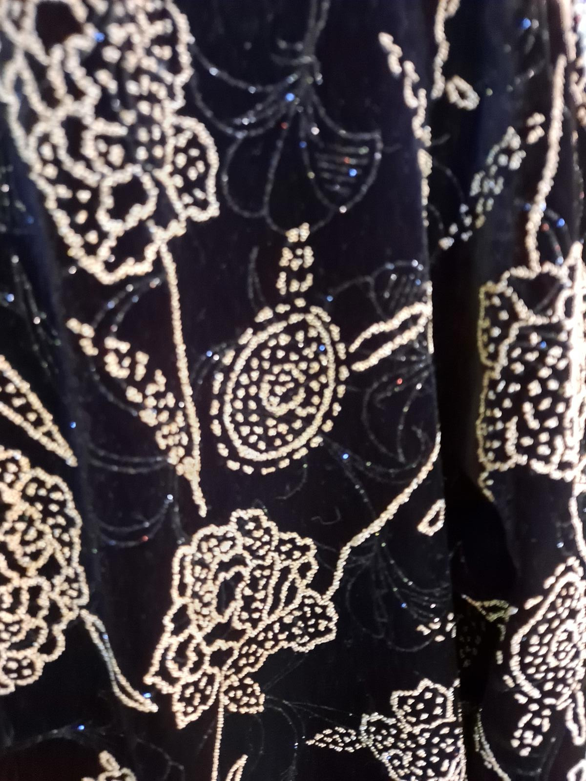 Notations Black Velvet with Gold Flower Cardigan with Attached Velvet Top Size L