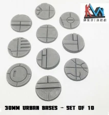 3D Printed - 30mm Scenic Urban City Street Bases - Set of (10)