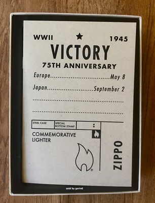 Zippo 75th Anniversary End of WWII, VE & VJ, Victory Lighter