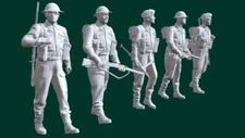 1/35 Scale WwII British Marching Group 5 Figures Model Resin Printed
