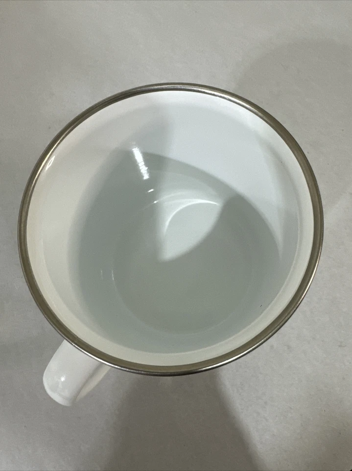 "And So The Adventure Begins"  Enamel Metal Tin White Drinking Cup Mug 12 ounces - Image 3 of 4