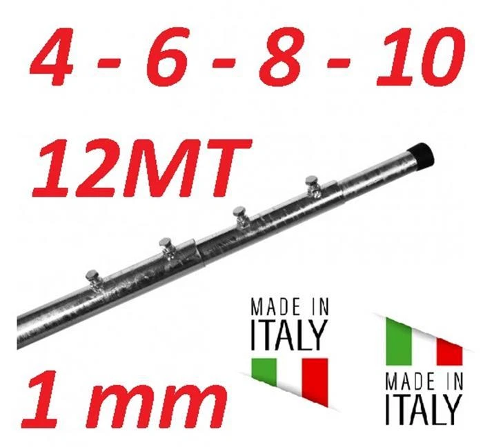 DCK GROUP PALO TELESCOPICO ANTENNA 4 6 8 10 12 METRI 1 MM ZINCATO A FUOCO MADE IN ITALY