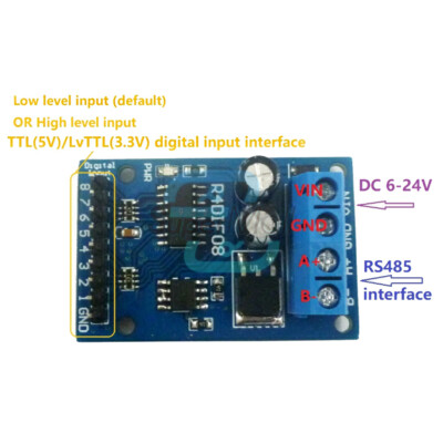 DC 12V 8 Digital to RS485 Acquisition Switch Board Modbus RTU TTL IO PLC Module