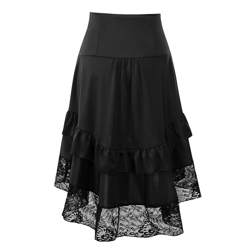 Falda Steampunk Vestido de Fiesta Reino Unido Mujeres Retro Damas Cintura Alta Gótico Encaje Largo - Imagen 4 de 15