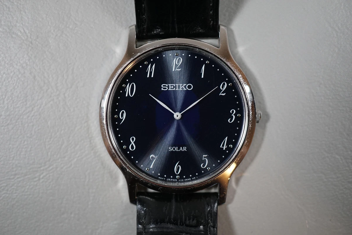 Seiko SUP861 V115 38mm Blue Dial Solar Quartz Watch eBay