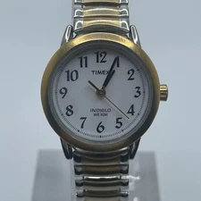 Timex Easy Reader Watch Womens Indiglo 25mm Two Tone Case Stretch Bracelet