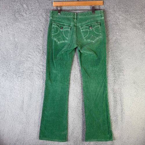 Juicy Couture Corduroy Pants Flare Size 27 Low Rise Green Y2K Made in USA - Picture 2 of 7