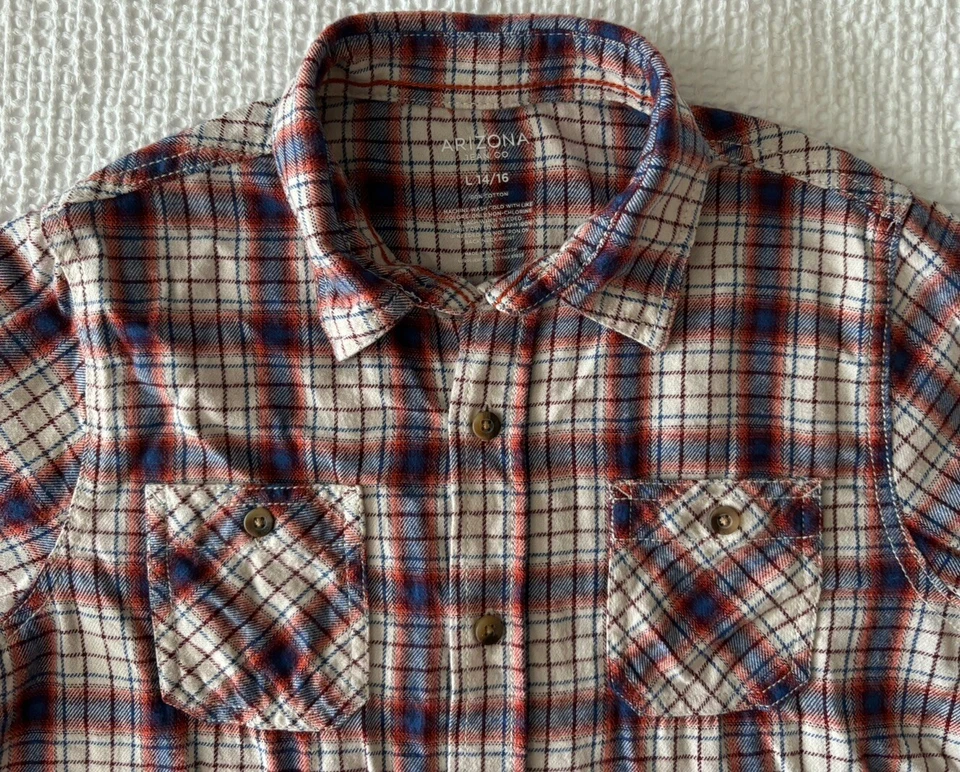 Camisa de franela con botones de algodón ARIZONA grande 14/16 jóvenes para niños usada en excelente estado Foto 2 de 4