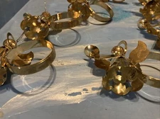 Set 12 Angel Napkin Holders Gold Tone Playing trumpet holding candles music book